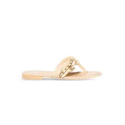 CHANEL SANDALS LAMBSKIN & METAL BEIGE G38210 X56564 0N719 